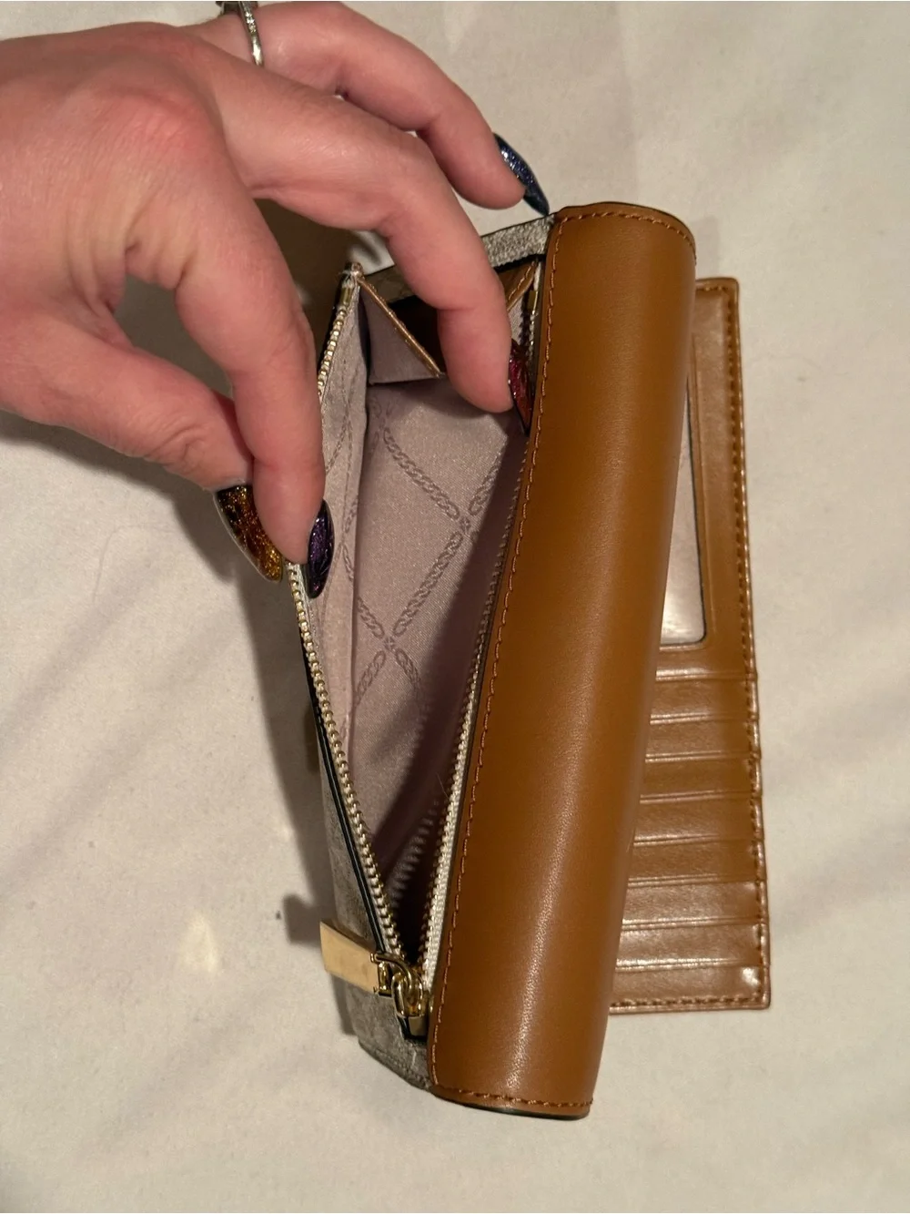 Michael Kors Brown and Cream Signature Continental Wallet